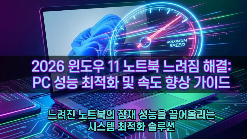 2026년 최신 윈도우 11 노트북 느려짐 해결 및 PC 성능 최적화 가이드 대표 이미지