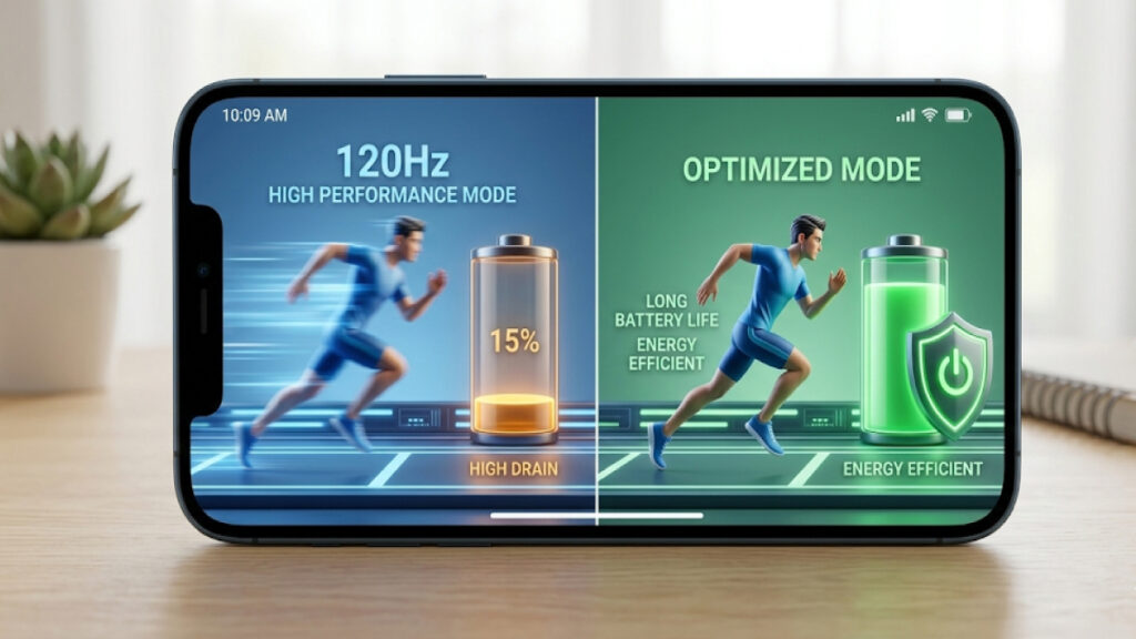 스마트폰 디스플레이 최적화 전용 주사율 설정 및 배터리 절전 화면