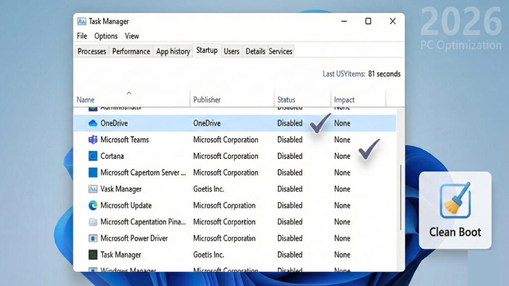 윈도우 11 노트북 느려짐 해결을 위한 시작 프로그램 및 시스템 최적화 설정 화면